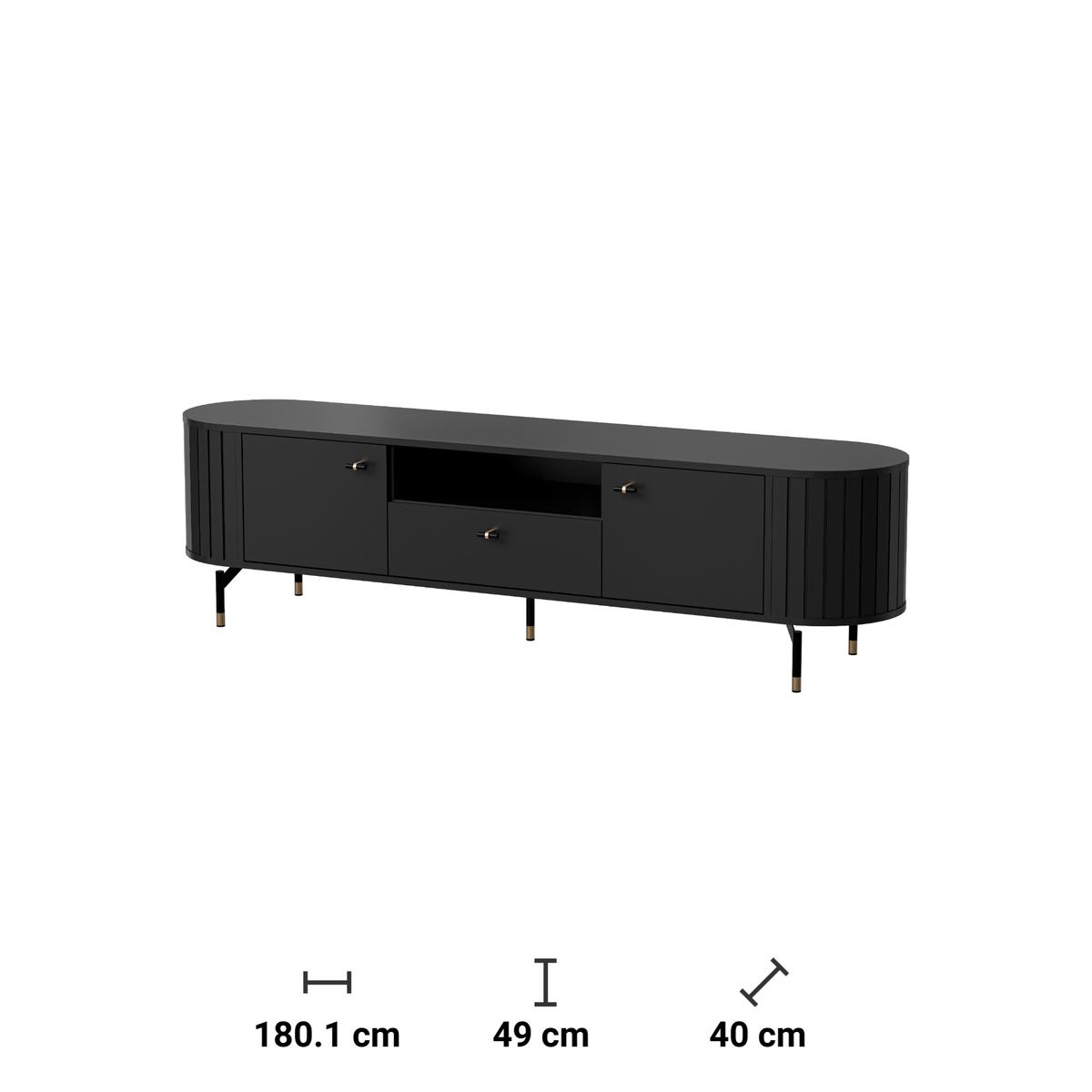 Szafka RTV 180,1x40x49 cm z drzwiczkami i szufladą czarny do salonu nr. 9