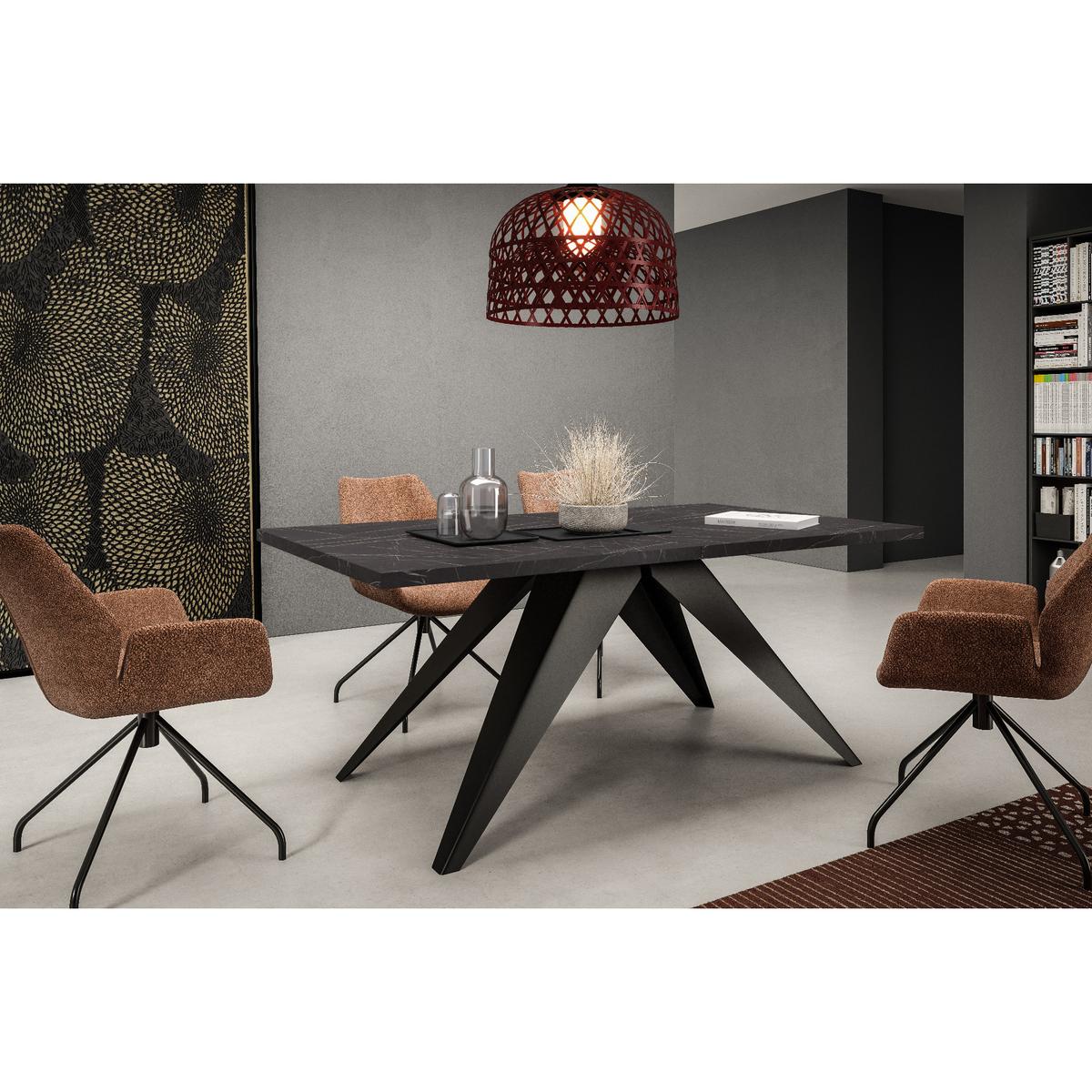 Stół rozkładany 160x90x76 cm prostokątny Harmonia blackc pietra grigria do jadalni nr. 4