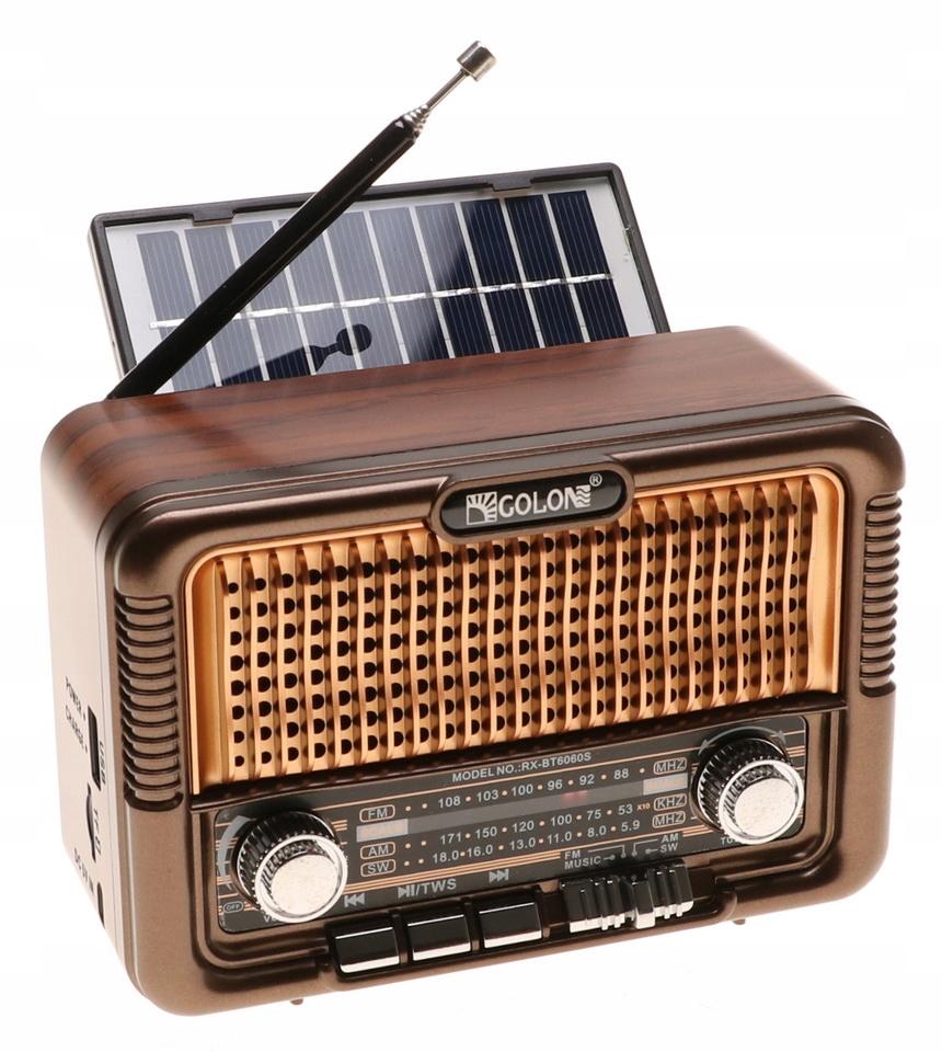 Radio RETRO  przenośne z funkcją bluetooth mp3 usb ładowane solarnie do ogrodu