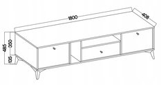 Szafka rtv 180 cm pod telewizor czarna złote nogi I uchwyty szeroka AVILA - Miniaturka zdjęcia nr 3