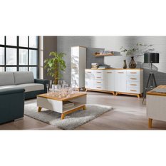 Szafka 80x40x127,3 cm Sven z drzwiczkami i dwoma półkami sosna andersen dąb nash  do pokoju lub salonu czy sypialni - Miniaturka zdjęcia nr 3
