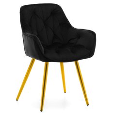 Krzesło SIENA czarne tapicerowane welurem złote nóżki do jadalni lub salonu 