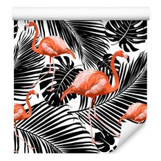 Tapeta Do Salonu Czarne EGZOTYCZNE Liście Flamingi 53x1000  - Miniaturka zdjęcia nr 8