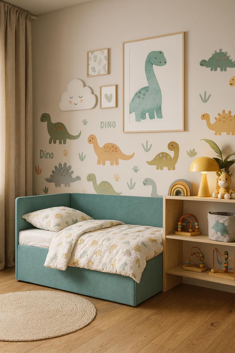 Łóżko młodzieżowe Viluś 108x81x78 cm sofa narożnik jednoosobowy do pokoju z funkcją spania i przechowywania miętowy nr. 4