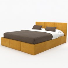Łóżko tapicerowane do sypialni 180x200x110 cm podwójne z pojemnikiem modne żólte - Miniaturka zdjęcia nr 11