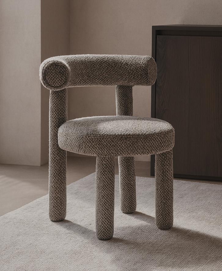 Krzesło tapicerowane LEITH 62x58x80 cm do salonu jadalni ciemnoszary nowoczesny desing  nr. 2