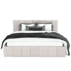 Łóżko tapicerowane 160x200 premium z pojemnikiem do sypialni kremowe wezgłowie 107 cm - Miniaturka zdjęcia nr 9