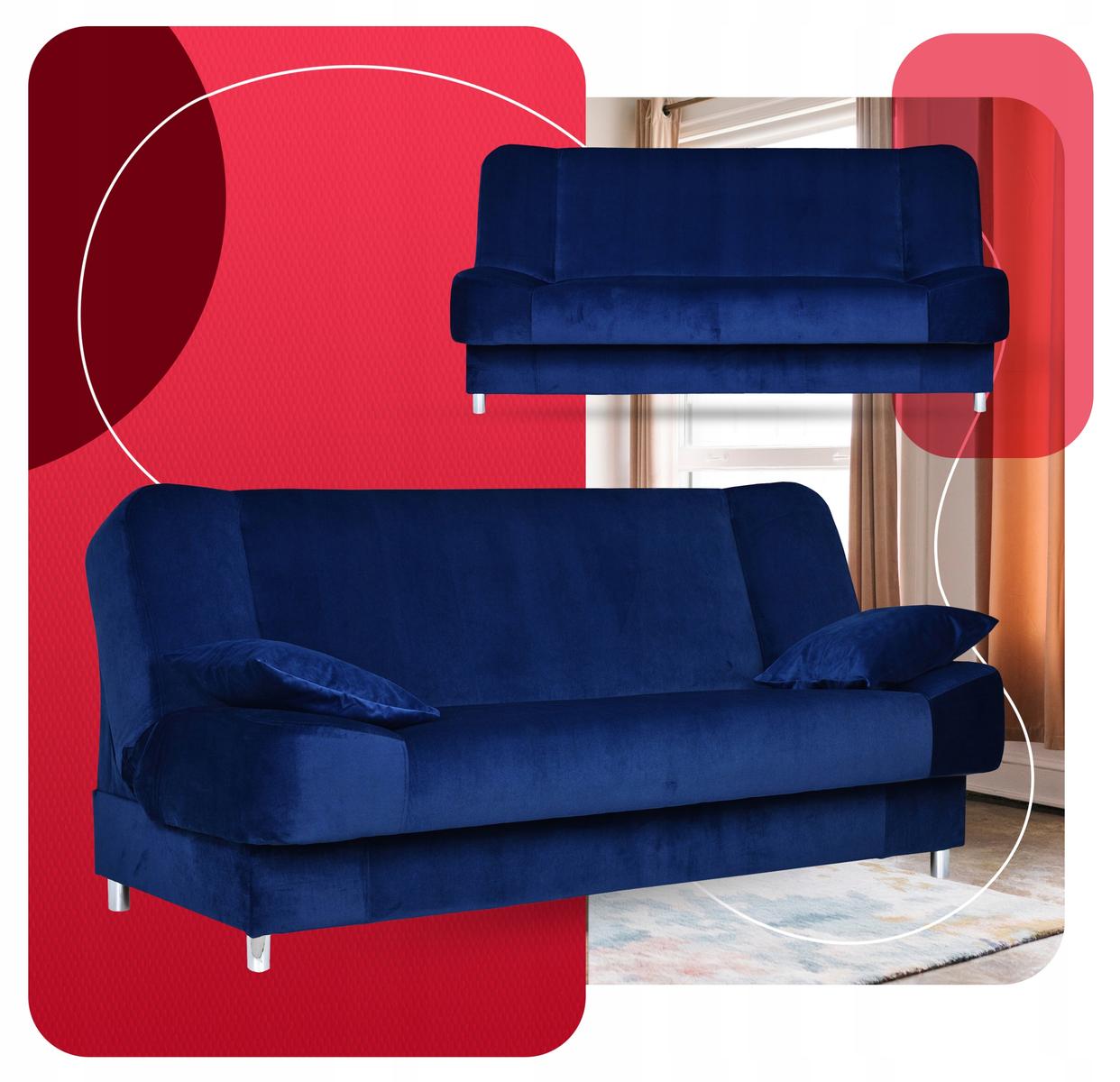 Wersalka SARA 200x95 cm granatowa rozkładana kanapa z pojemnikiem sofa do salonu New Velo nr. 5