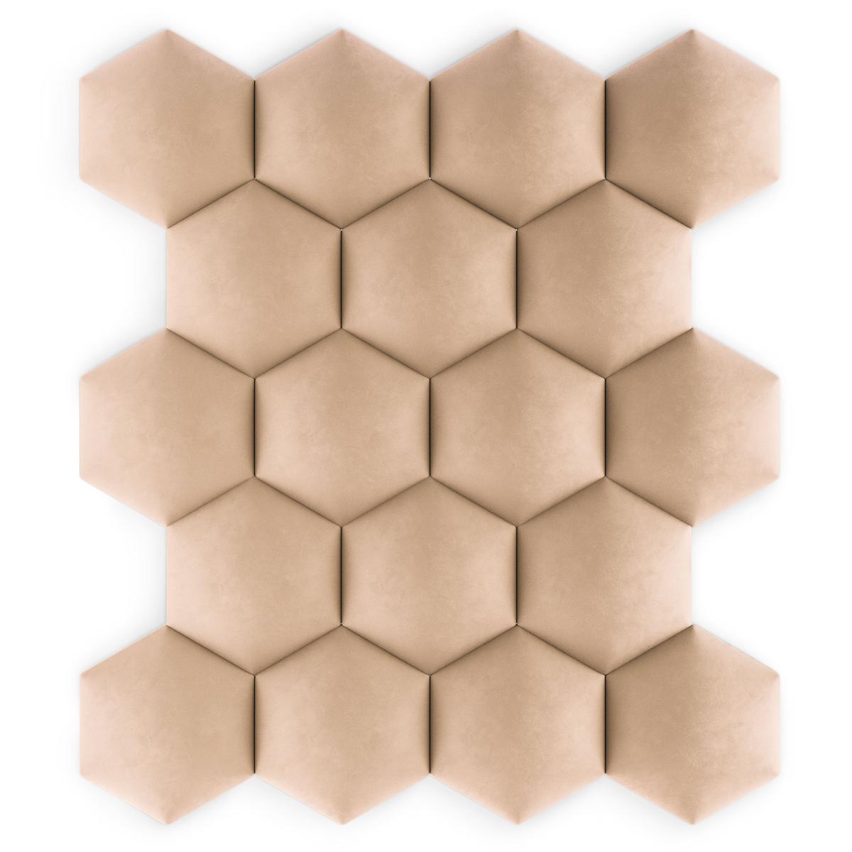 Panele tapicerowane 35x40 hexagon magic velvet beżowy  nr. 7