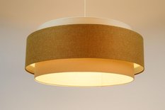 Lampa wisząca DOBLO 60 cm lniany abażur musztarda kremowy - Miniaturka zdjęcia nr 7