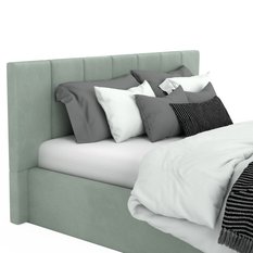 Łóżko tapicerowane 160x200 premium z pojemnikiem do sypialni miętowe wezgłowie 107 cm - Miniaturka zdjęcia nr 10