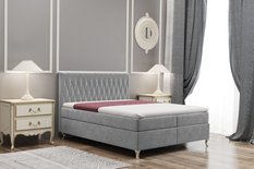 Łóżko KATE 140x200 cm z funkcją przechowywania do sypialni jasnoszara