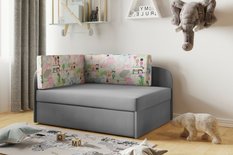 Sofa WINNIE 107x64x170 cm rozkładana z funkcją spania i skrzynią do pokoju dziecka jasnoszare