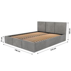 Łóżko tapicerowane do sypialni 180x200x100 cm podwójne z pojemnikiem modne szare - Miniaturka zdjęcia nr 16