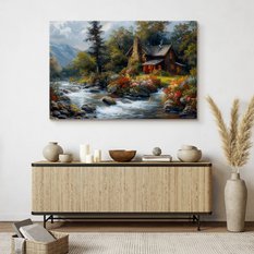 Obraz Na Płótnie Krajobraz Drewniany Domek W Górach 100x70 Krajobraz Nowoczesny - Miniaturka zdjęcia nr 7