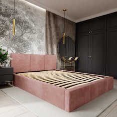 Łóżko tapicerowane do sypialni 180x200x110 cm podwójne z pojemnikiem modne brudny róż - Miniaturka zdjęcia nr 8