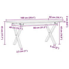 Stolik kawowy 100x50x45 cm nogi w kształcie litery X lite drewno do salonu - Miniaturka zdjęcia nr 10