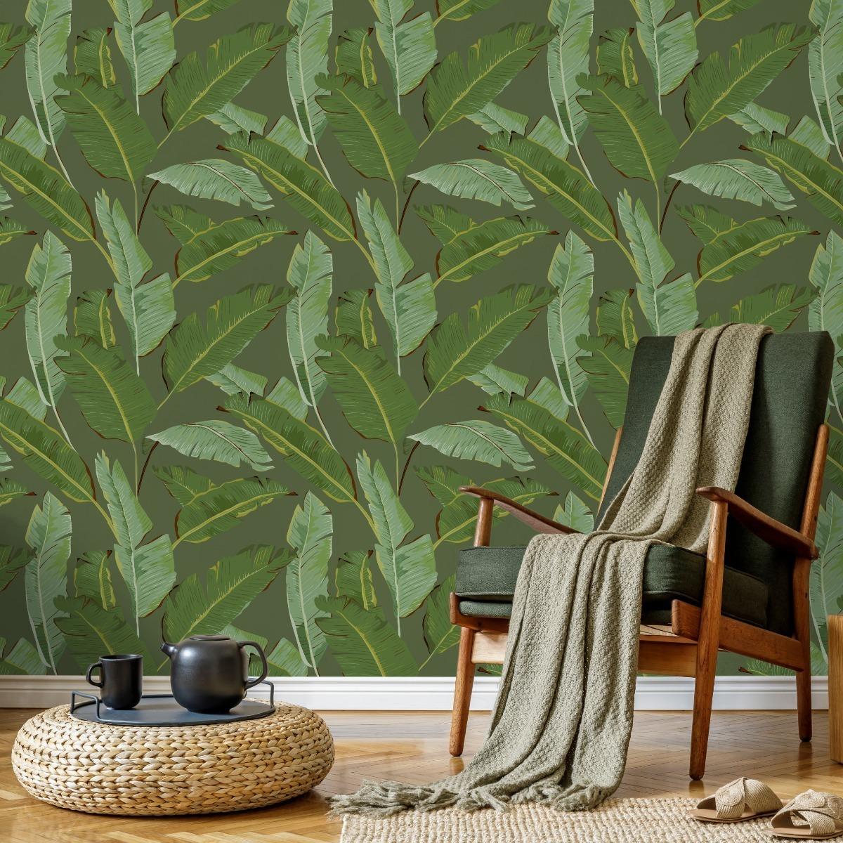 Tapeta Liście Bananowca, Dekoracja Zielona do Salonu nr. 3