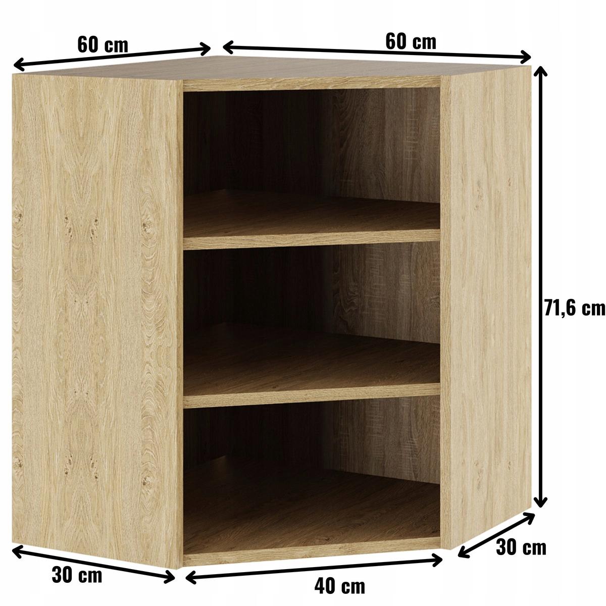 Korpus szafka kuchenna górna narożna 60x72x30 cm z akcesoriami dąb kamienny nr. 2