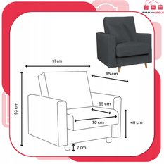 Fotel z pojemnikiem Rene szary ciemny Family Meble - Miniaturka zdjęcia nr 6