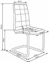 Krzesło tapicerowane K147 42x55x101 cm do jadalni salonu ekoskóra biały  - Miniaturka zdjęcia nr 8