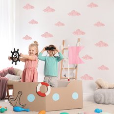 NAKLEJKA NA ŚCIANĘ DO POKOJU DZIECKA RÓZOWE 60x30  CHMURY OZDOBA - Miniaturka zdjęcia nr 5