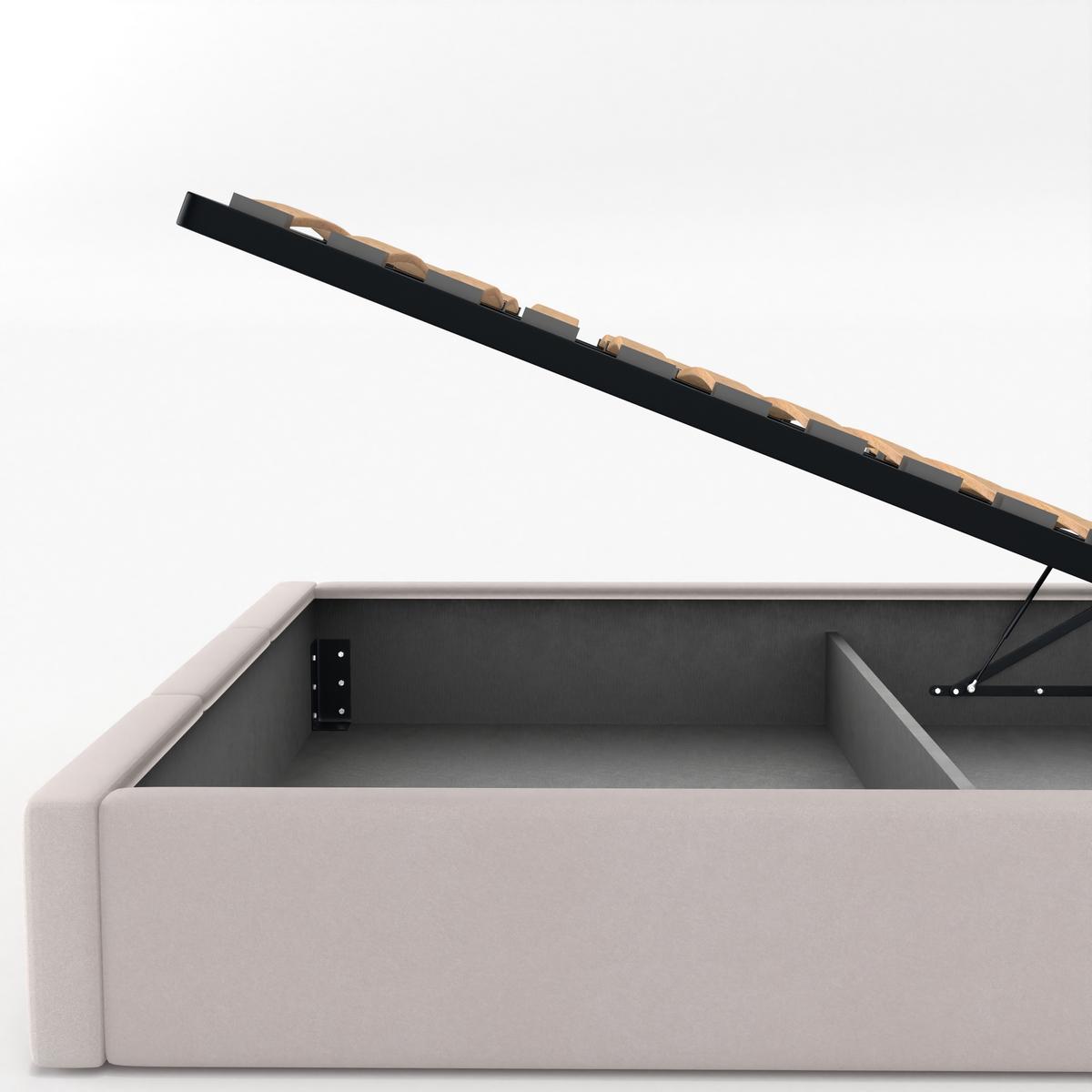 Łóżko Pojedyncze 90x200cm łóżko tapicerowane z pojemnikiem kremowe do sypialni wezgłowie 100 cm nr. 10