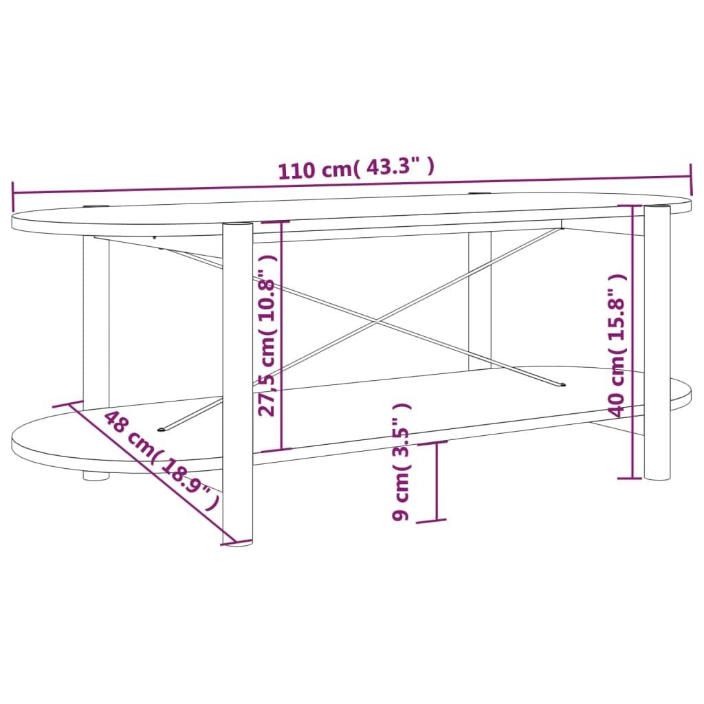 Stolik kawowy 110x48x40 cm z praktyczną dolną półką biały do salonu nr. 7