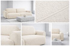 Kanapa rozkładana ITALY 250x100x82 cm trzyosobowa tkanina LOOP 02 sofa z funkcją spania kremowa - Miniaturka zdjęcia nr 4