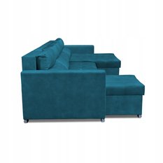 Narożnik Varius BIG 297x74x140 cm kształt U z funkcją spania i przechowywania do salonu Aura turkus welur - Miniaturka zdjęcia nr 3