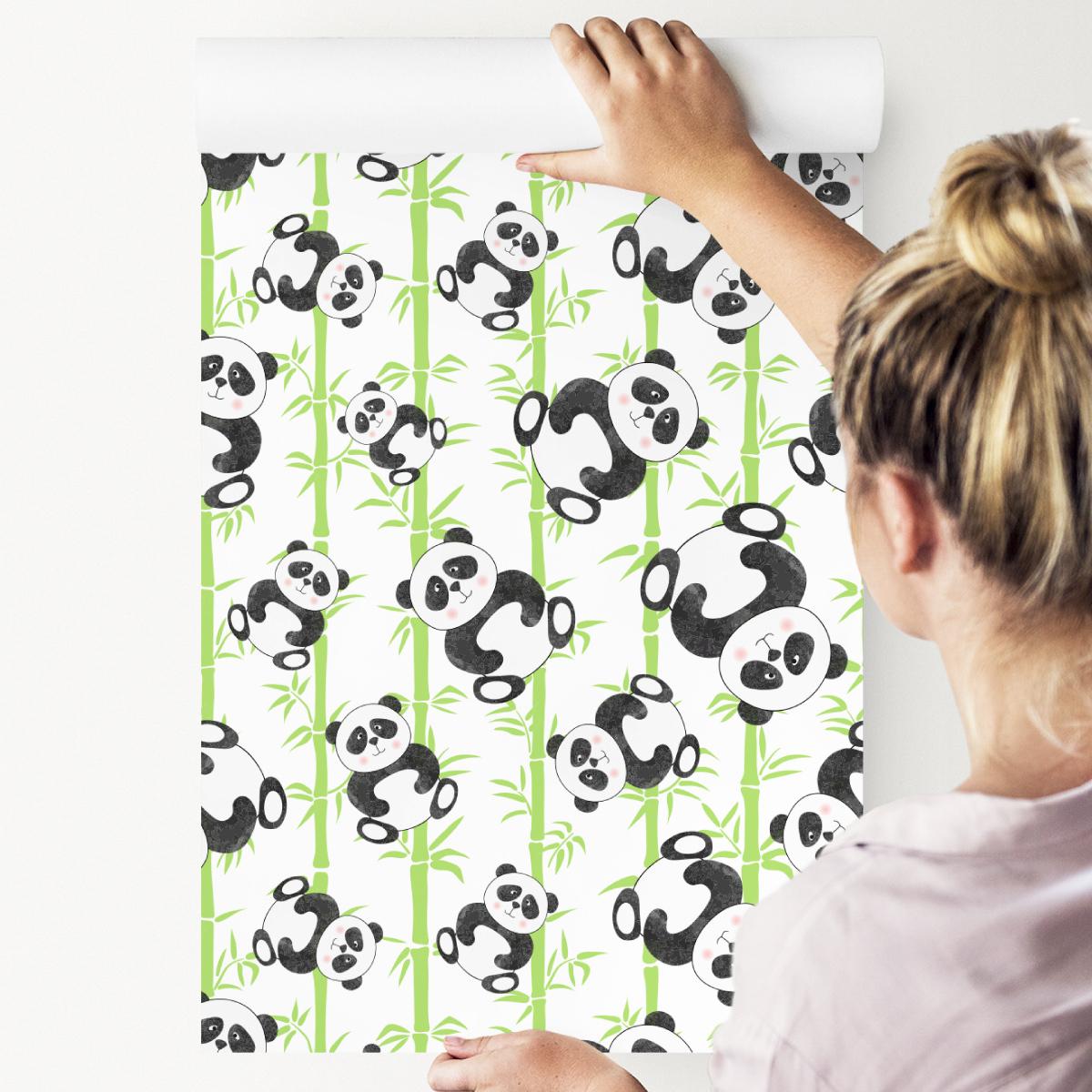 Tapeta Dla Dzieci Misie PANDA Bambus Liście Natura 53x1000  nr. 5