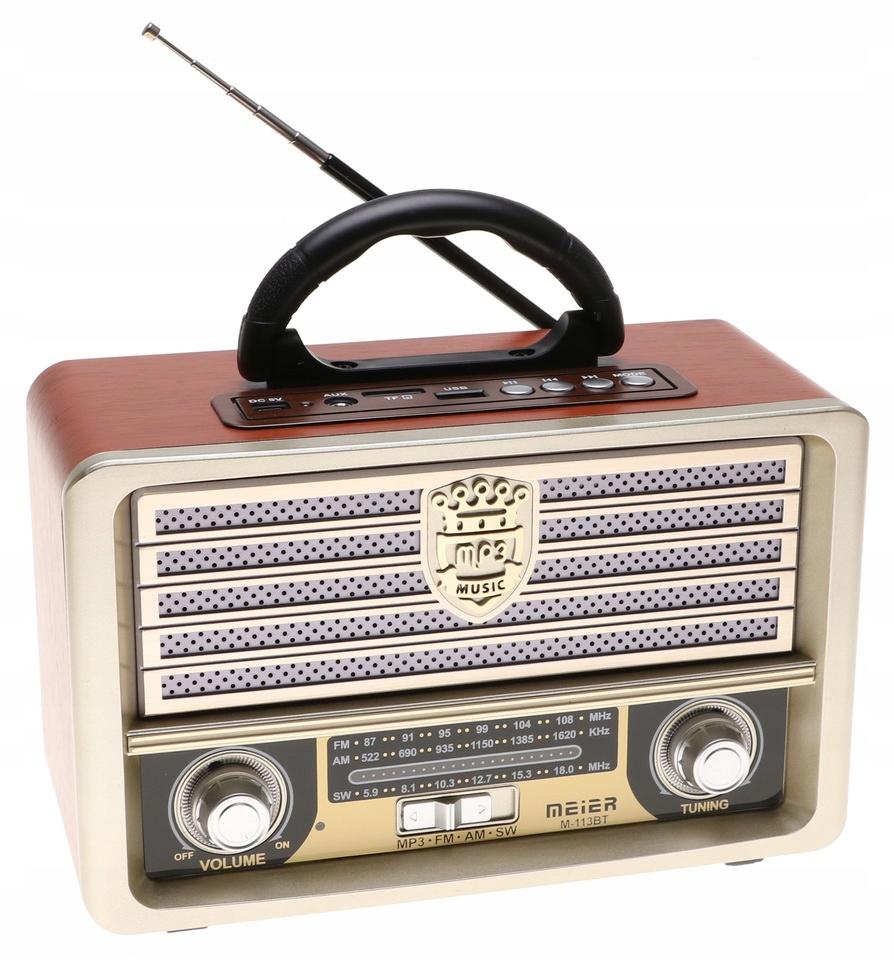 Radio przenośne 23 x 11,5 x 16 cm RETRO z funkcją bluetooth   USB  brązowe nr. 3