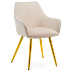 Krzesło VASTO beżowe tapicerowane welurem złote nóżki do jadalni lub salonu