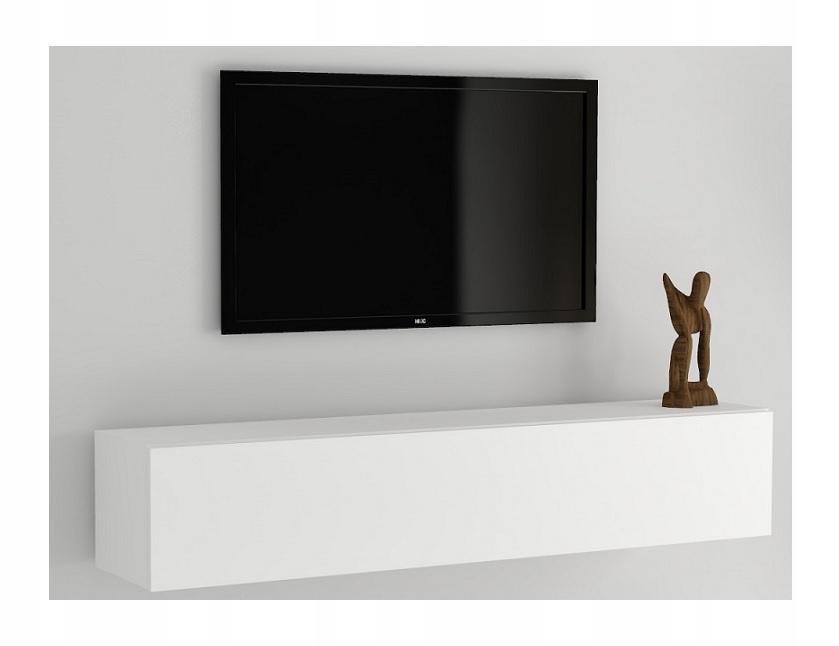 Szafka RTV 160x30 cm biała komoda wisząca klasyczna zamknięta do salonu