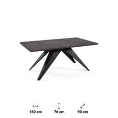 Stół rozkładany 160x90x76 cm prostokątny Harmonia blackc pietra grigria do jadalni - Miniaturka zdjęcia nr 5