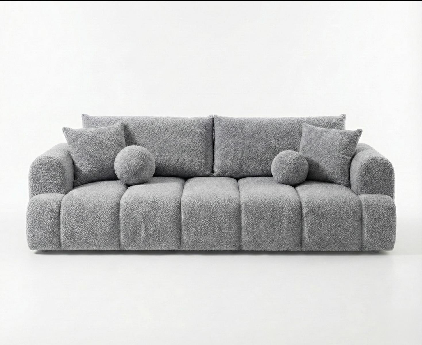 Kanapa rozkładana trzyosobowa z funkcją spania Mediolan 250x112x90 cm sofa z funkcją spania tkanina LOOP szara nr. 3