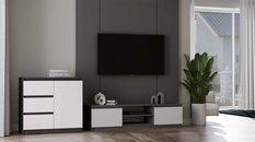Szafka RTV Malwa 36x140x40 cm do salonu stolik pod telewizor antracyt biały - Miniaturka zdjęcia nr 7