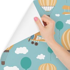 Tapeta dla dzieci balony, chmurki, samoloty, niebo  - Miniaturka zdjęcia nr 3