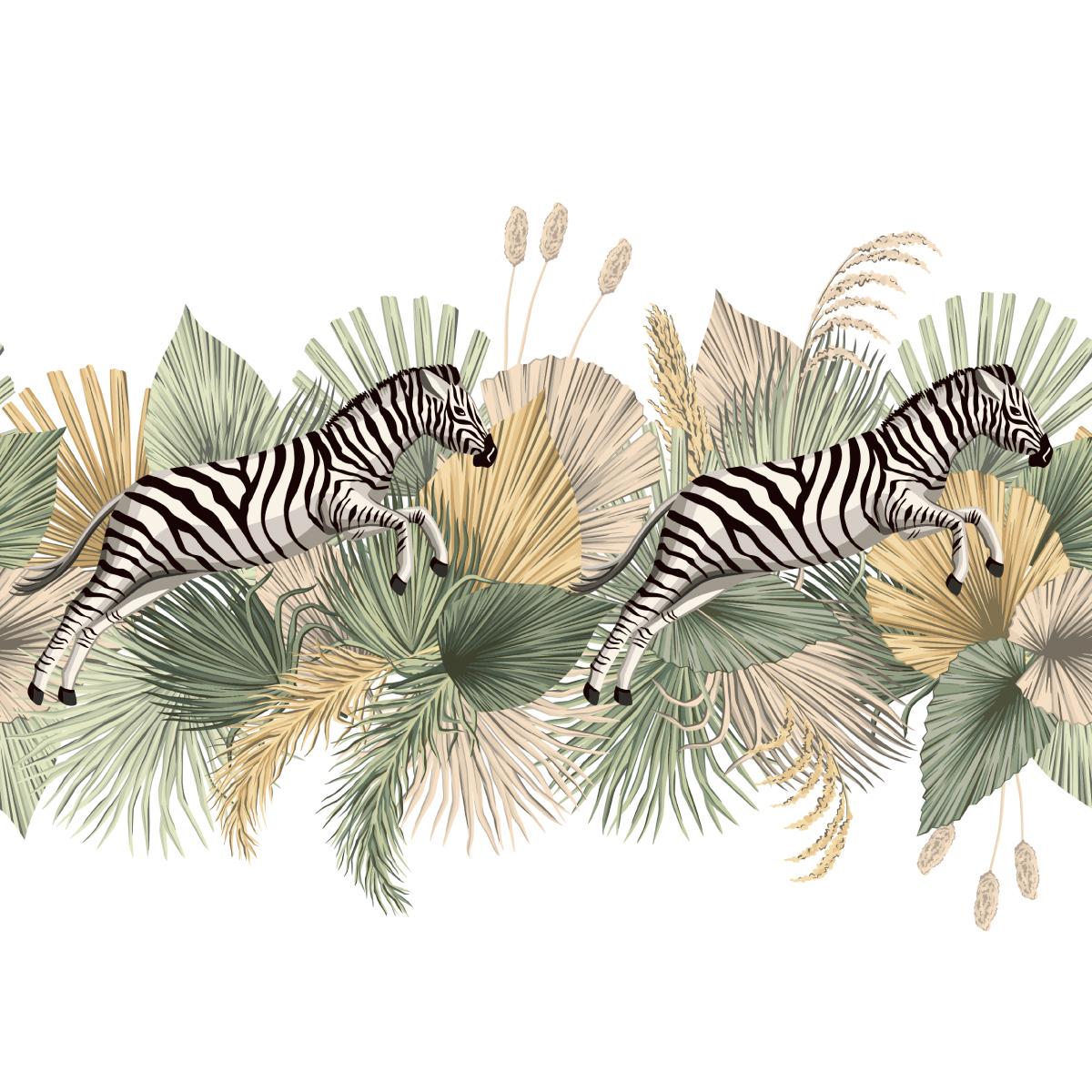 Tapeta w Rolce 10m ZEBRY Liście Tropikalne Natura  nr. 4