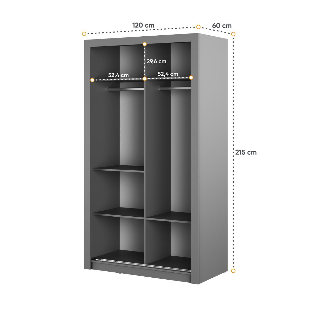 Szafa z lustrem Arti 120 cm do sypialni przedpokoju garderoby szary nr. 5