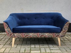 Sofa MELVI 180x74x75 cm trzyosobowa w stylu skandynawskim niebieska do salonu - Miniaturka zdjęcia nr 4