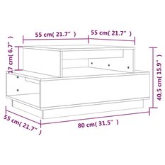 Stolik kawowy 80x55x40,5 cm z przestronnymi półkami lite drewno sosnowe do salonu - Miniaturka zdjęcia nr 8