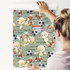 Tapeta Do Pokoju Chłopca Słodkie MISIE Piłka Nożna  - Miniaturka zdjęcia nr 5