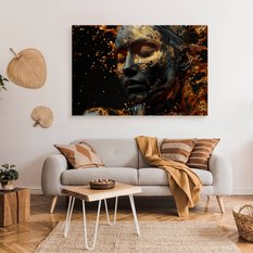 Obraz Na Płótnie Abstrakcyjna Kobieta Złota Farba 40x30 Dekoracja Nowoczesna - Miniaturka zdjęcia nr 3