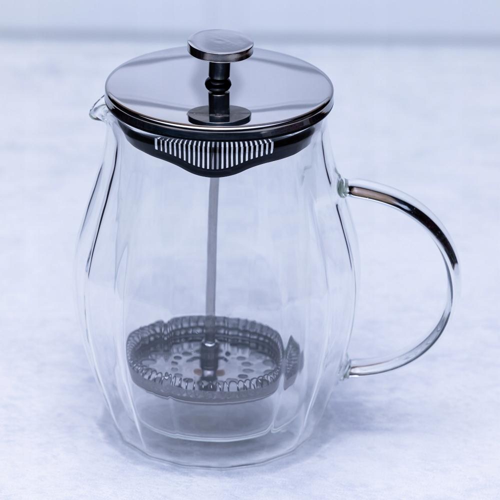 Szklany ZAPARZACZ TŁOKOWY Do HERBATY Ziół KAWY French Press 600ml 7683 nr. 2