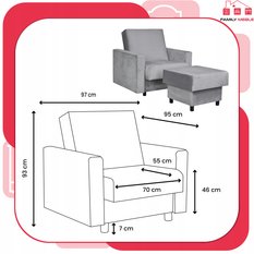 Fotel rozkładany z podnóżkiem Alicja Family Meble - Miniaturka zdjęcia nr 8