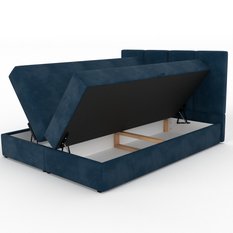Łóżko kontynentalne 160x200x113 cm tapicerowane podwójne z materacem granatowe - Miniaturka zdjęcia nr 12
