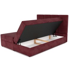 Łóżko kontynentalne 160x200x113 cm tapicerowane podwójne z materacem bordowe - Miniaturka zdjęcia nr 11