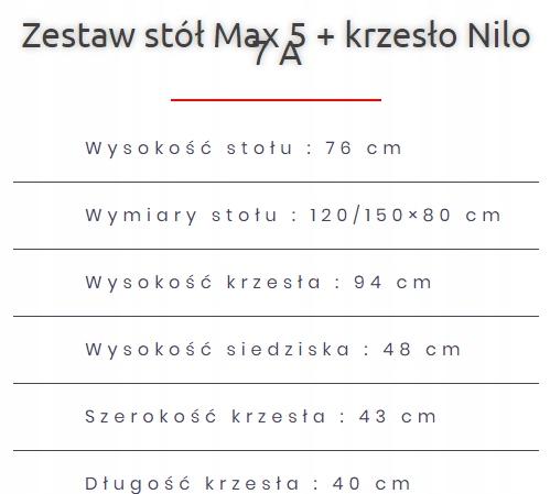 Zestaw do jadalni stół MAX 120/150x80 cm rozkładany + 6 krzeseł NILO biały  nr. 4