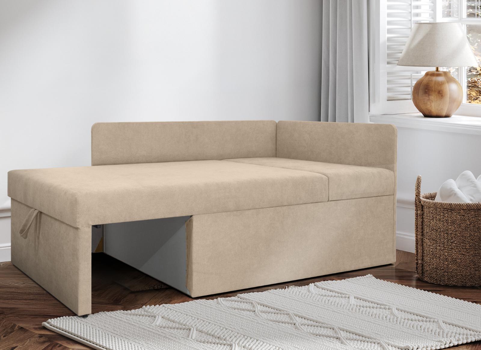 Sofa rozkładana dziecięca Viluś 108x81x78 cm narożnik jednoosobowy do pokoju z funkcją spania i przechowywania dla dzieci beżowy nr. 2